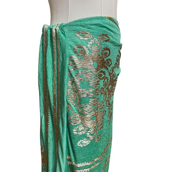 My Story Paris Set Top and Skirt in Green with Metallic Open Long Sleeves Size L - Picture 6 of 16